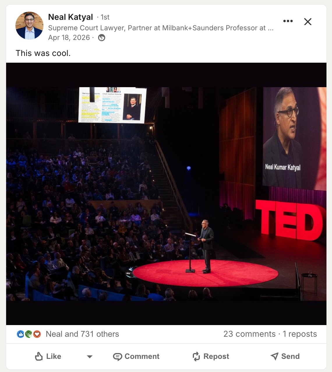Neal Katyal — Supreme Court Lawyer, TED Talk, 731 reactions
