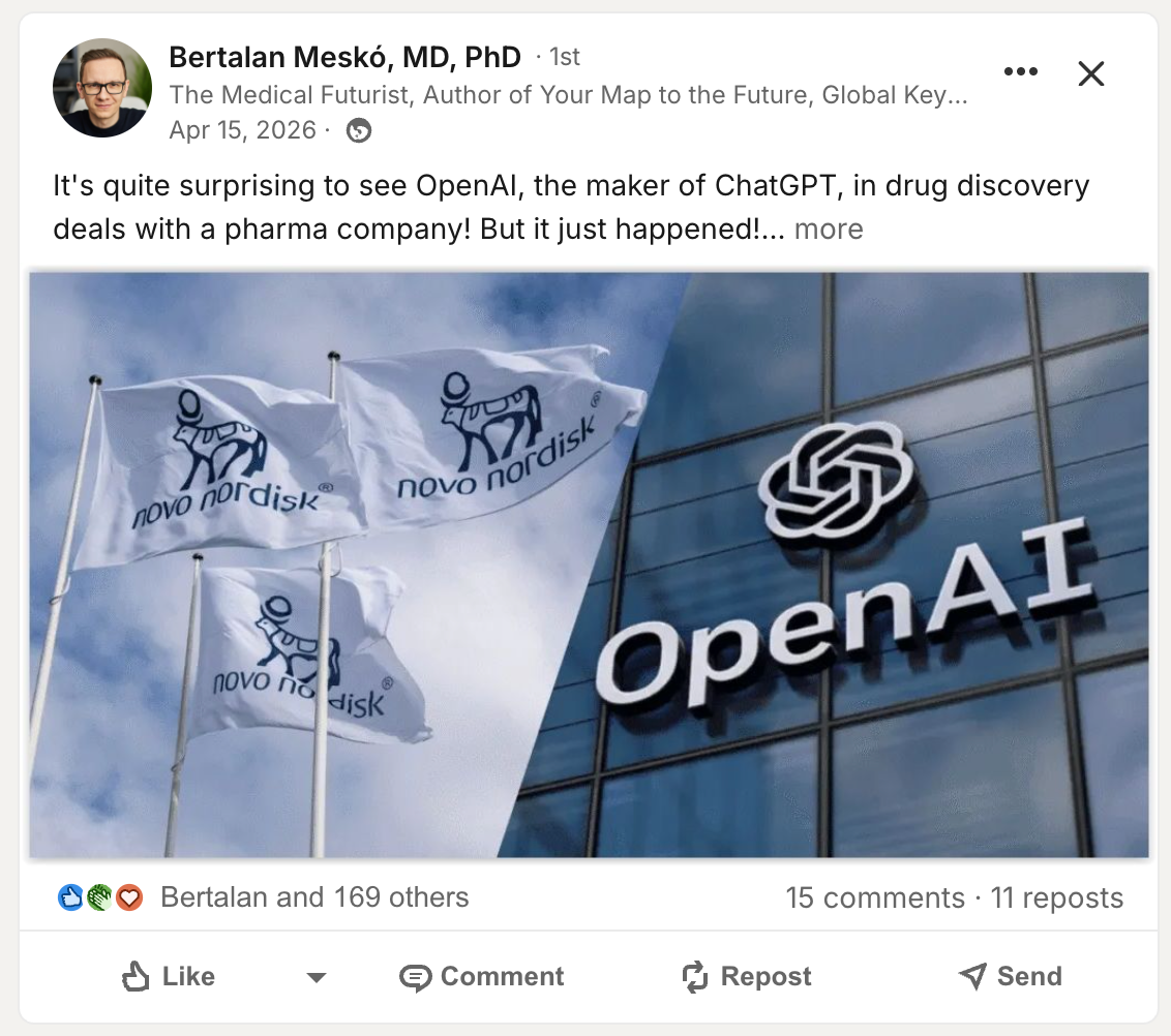 Bertalan Meskó, Medical Futurist — OpenAI and Novo Nordisk drug discovery